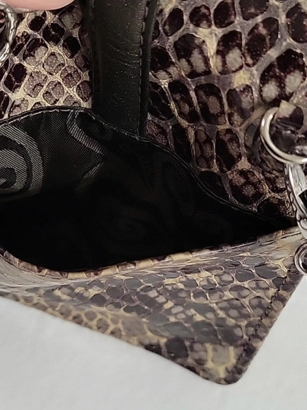 Brighton Brown and Cream Snakeskin Crossbody Bag
